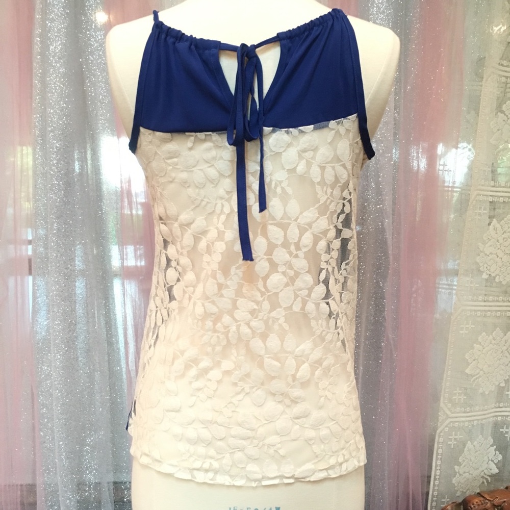 D’ Closet Halter Tank Top with Lace Back